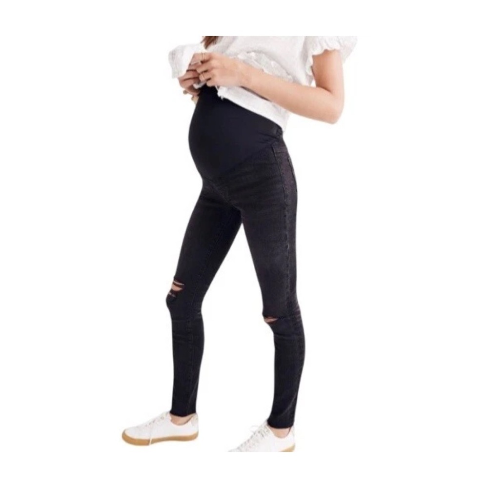 MADEWELL MATERNITY OVER THE BELLY SKINNY DENIM JEANS BLACK SIZE 26